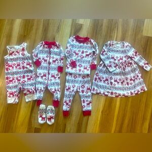 Four Hanna Andersson Dear Deer Pajamas & Slippers - 6-12mo, 12-18mo, 2T, & 3T
